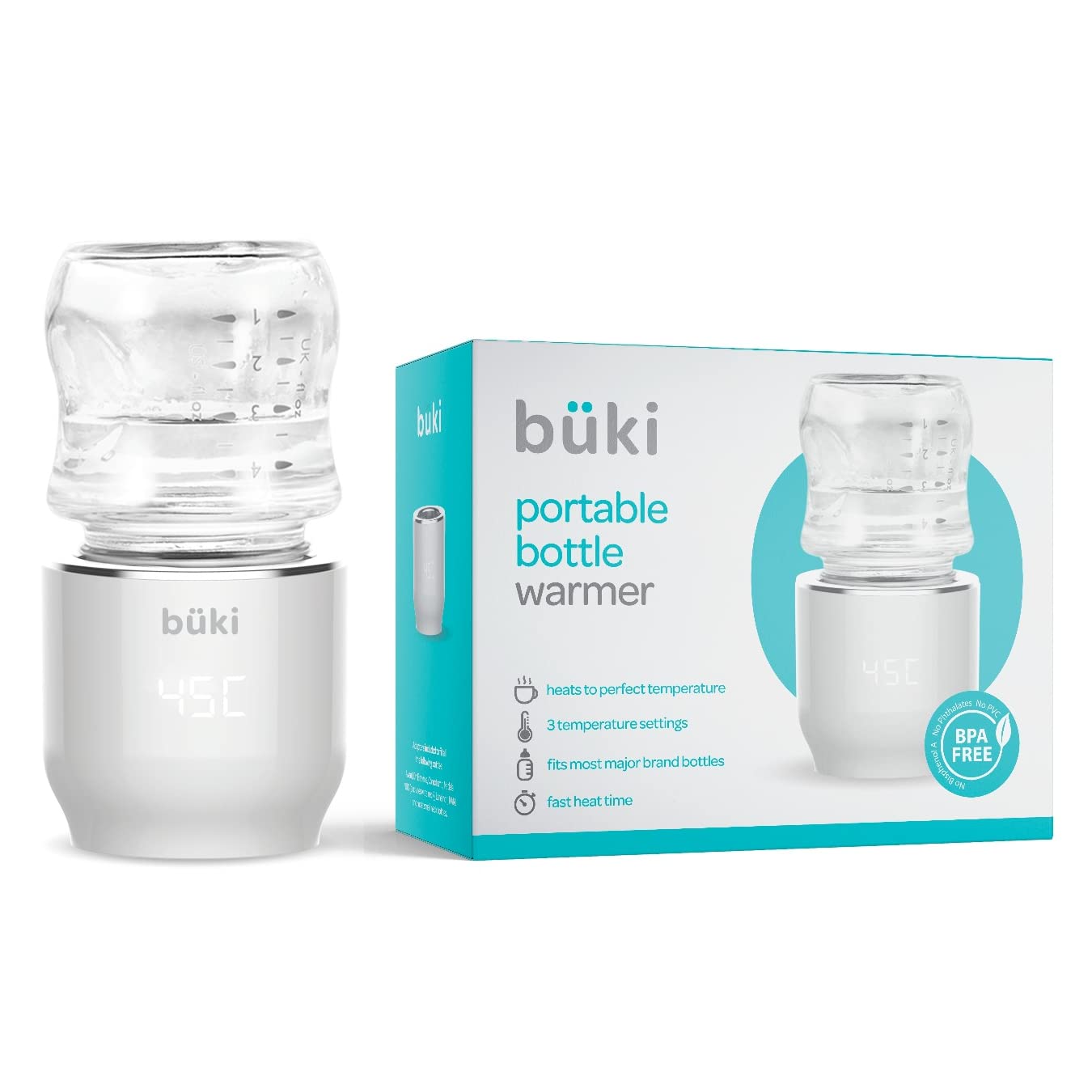Photo 1 of ****Factory Seal****
Büki Portable Bottle Warmer - Battery Powered Travel Baby Bottle Warmer | Accurately & Quickly Heats Water, Formula, & Breastmilk to Perfect Temperature | BPA Free | Bottle Adapters Included