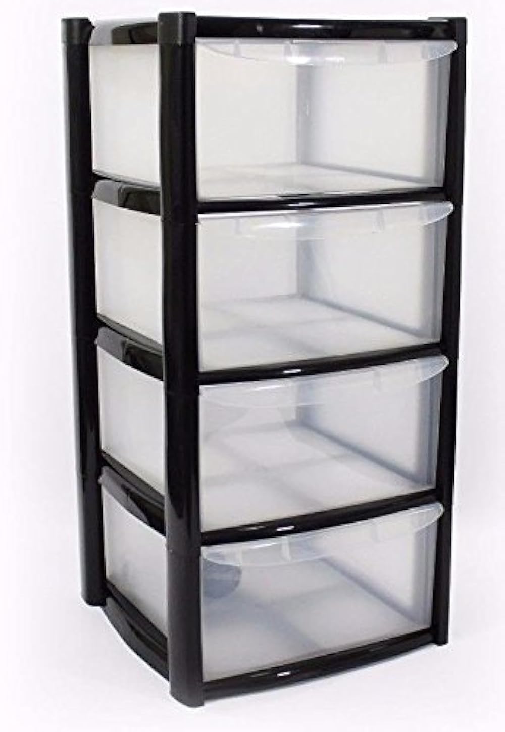 VISS Plastic Storage Drawers Large 4 Drawers Black 85cm High 39cm Wide