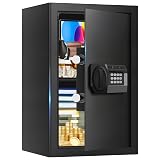 3.4 Cub Large Safes for Home Use Fire and Water Proof, Anti-Theft Digital Security Safe Box with Electronic Keypad and Key, Fire Proof Safe for Home Documents Firearm Medicine Money Valuables