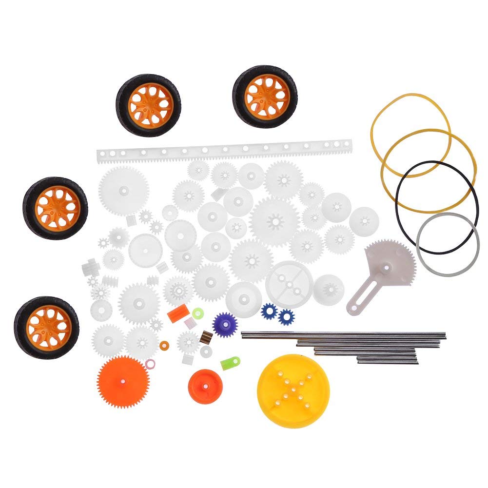 78pcs Plastic Gears Axle Belt Bushings Pulley Worm Rack Kits Gear Set Shaft DIY Set Toy Car Accessories