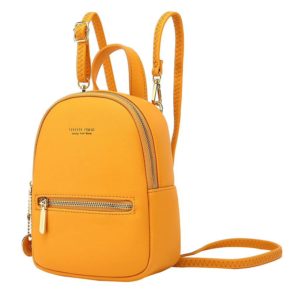 Mua Aeeque Women's Mini Backpack Purse Small Daypack Clutch Purses and Handbags Crossbody Bags Cell Phone Purse PU Leather Travel Shoulder Bag Little Bookbag Tiny Backpack for Ladies Women, Yellow trên Amazon