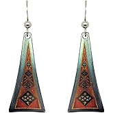 Southwest Design 1 Triangular Earrings, hang 2 inches; Made in U.S.A. by d'ears, sterling silver ear wires