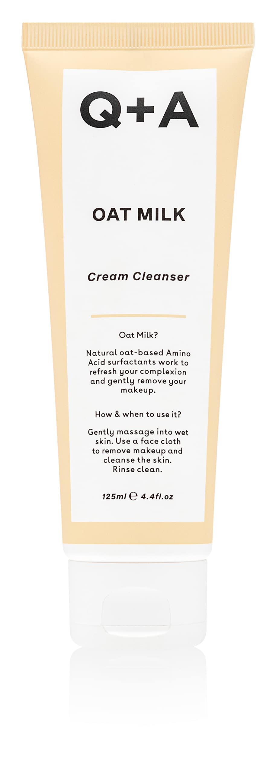 Q+A Oat Milk Cream Cleanser (125ml), Gentle Face Cleanser, Face Wash, and Makeup Remover with Oat Seed Oil and Oat Amino Acids, Hydrating and Soothing, Natural Skincare