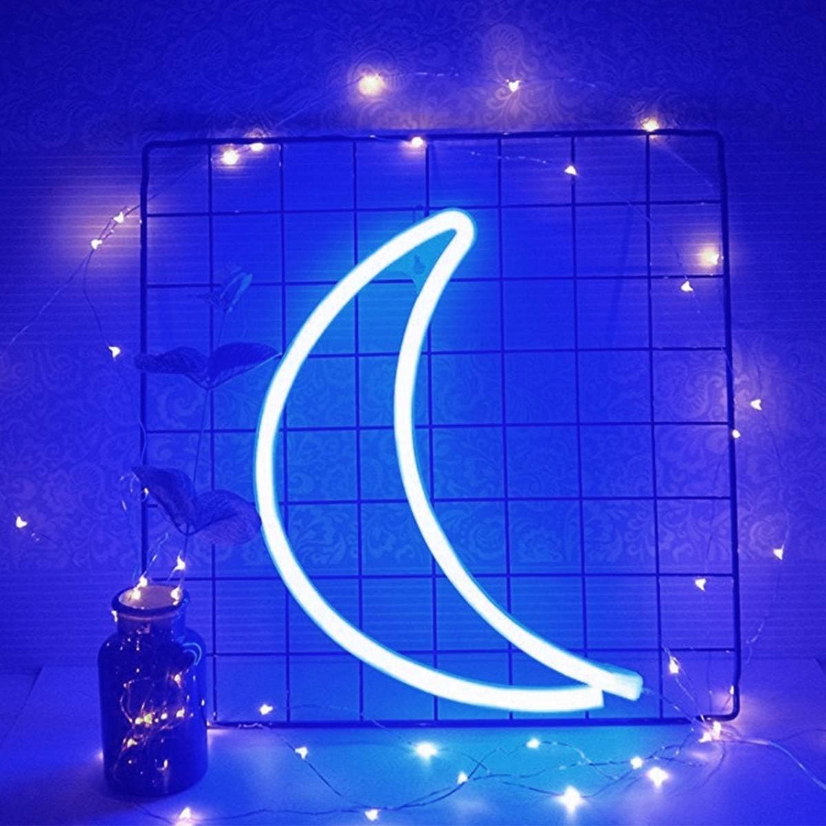 Colording Neon Moon Lights Neon Light Moon Neon Sign LED Moon Light Neon Signs Moon Light up Signs Neon Light for Bedroom Walls Neon Signs for Birthday Party Wedding-BLUE Moon - Image 4
