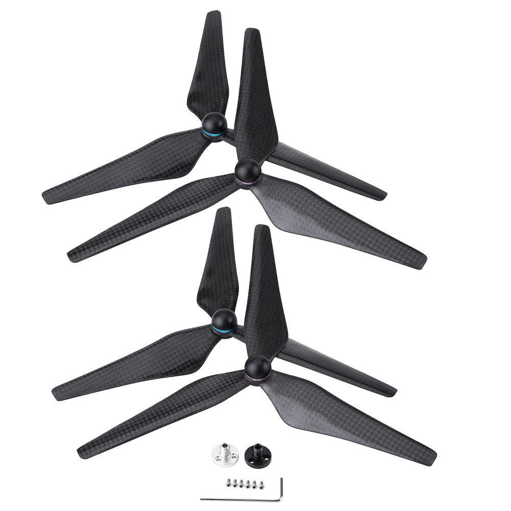 2Pairs RC Drone Propeller Blades, 3Blades CW CCW Carbon Fiber Self
