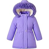 AiWMGL 5-12 Years Girls Winter Coat Long Puffer Jacket Outwear Warm Quilted Coats Parka Kids Removable Hood Fleece Inner