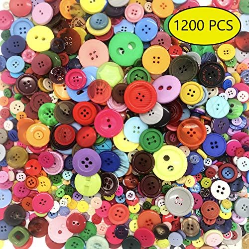 1100-1200 PCS Buttons,Assorted Sizes Resin Buttons,2 and 4 Holes Resin Buttons for Crafts and Sewing