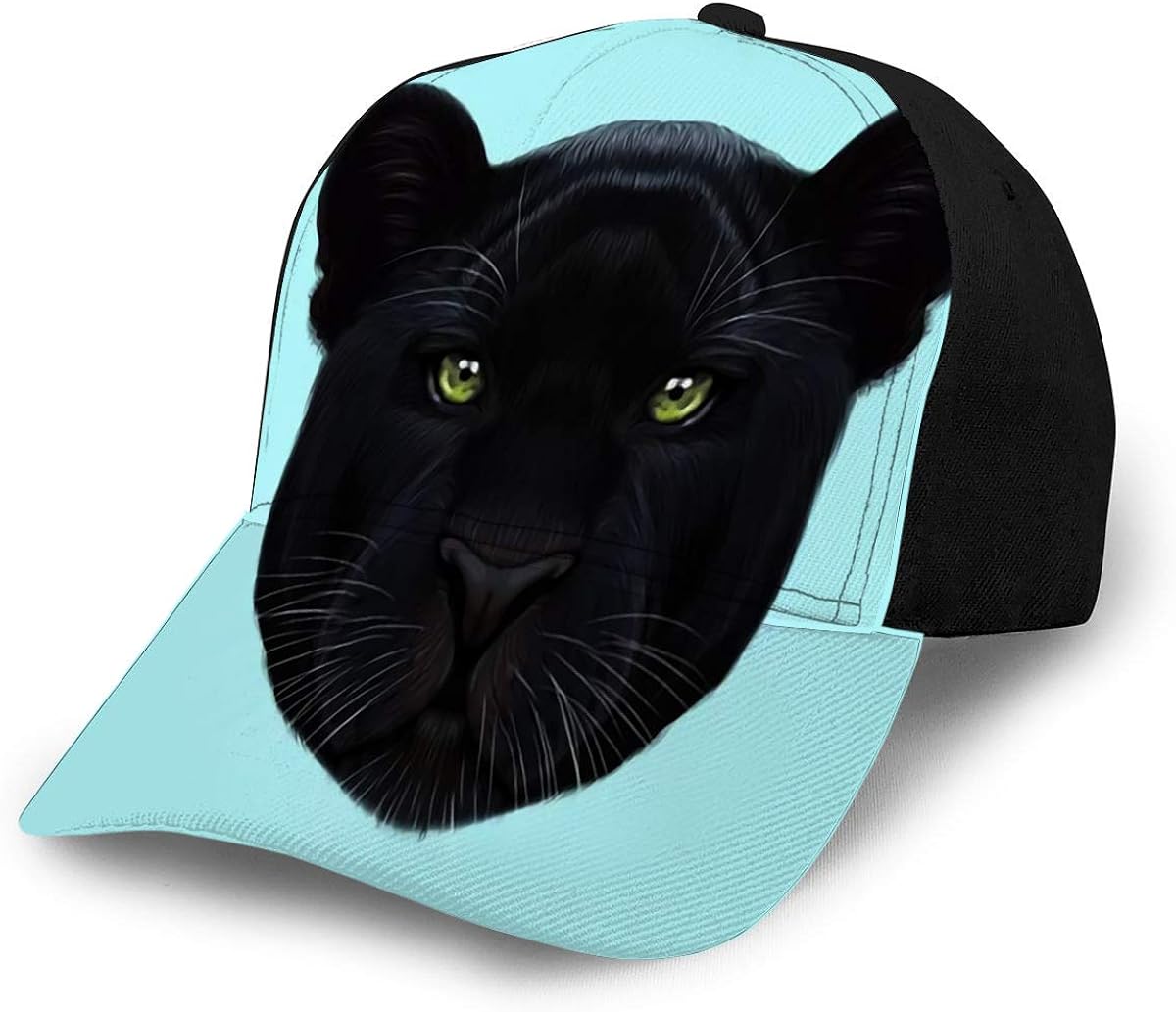 Baseball Cap Hats Adjustable Portrait of Black Panther Cute Fluffy Face