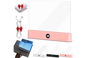 Mllel Lampe de lecture LED intelligente, rechargeable et transparente pleine page, 3 couleurs et minuterie, lueur anti-ébloui