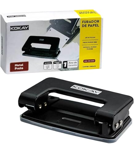 Perfurador 6 Furos ZEYUAN - Metal Para Papel A4, A5, B5 Com Guia De Posicionamento
