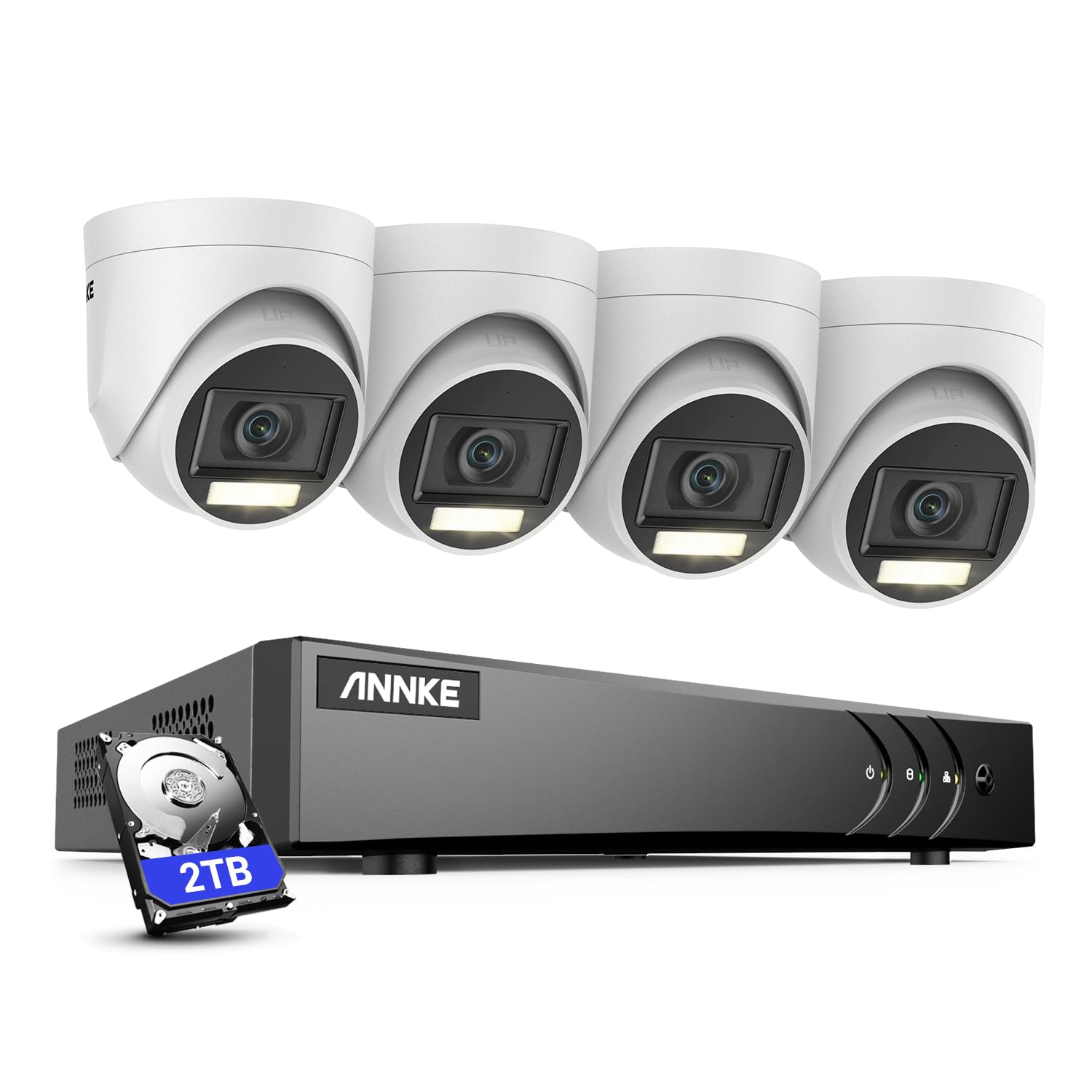 ANNKE 8CH 3K Security Camera System with Audio/Mic, Surveillance AI DVR and 4 x 3K (2960 * 1665) CCTV Dom Camera with Dual Light, Human/Vehicle Detection, IP67, Color Night Vision,2TB Hard Drive