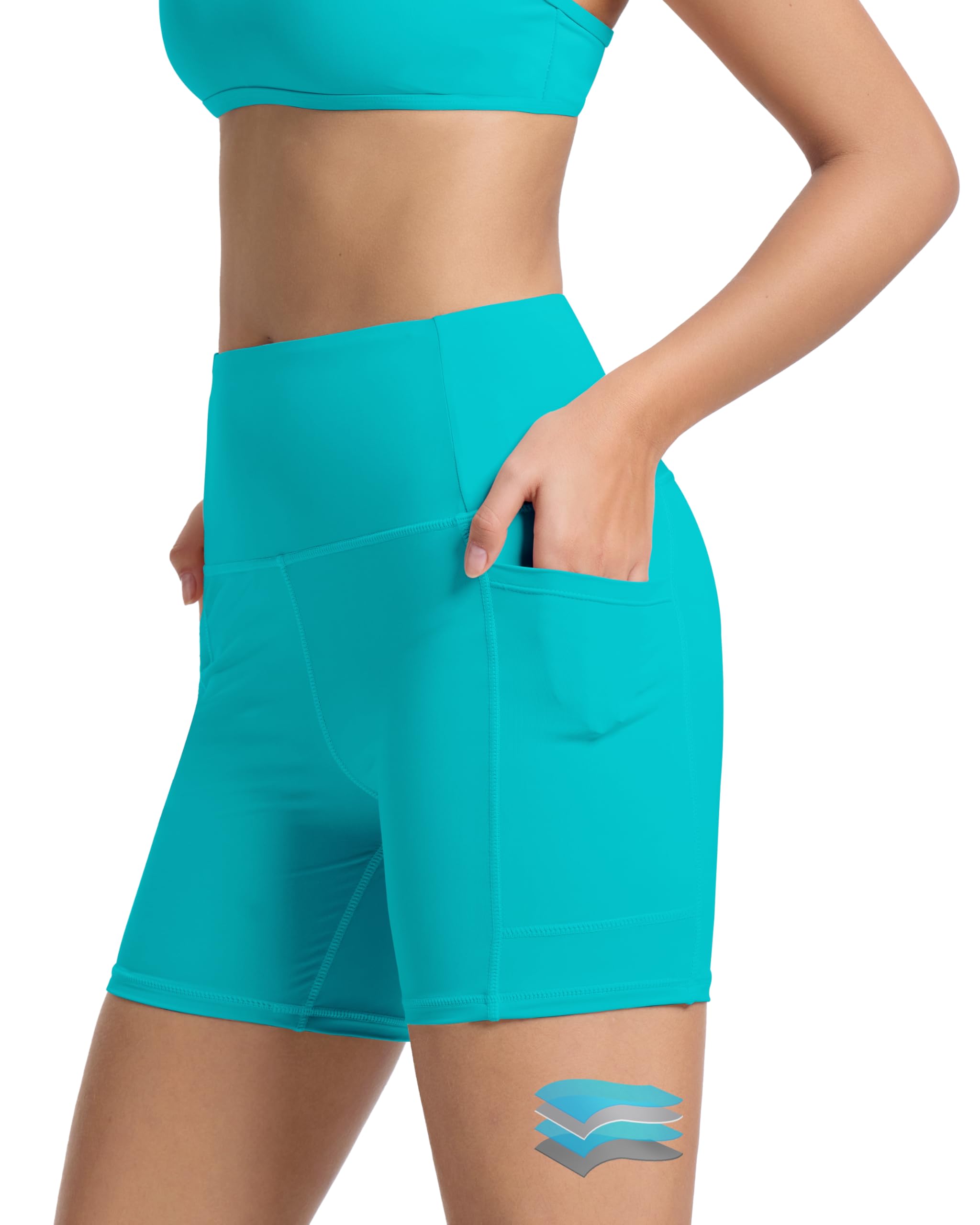 Photo 1 of Beautikini Period Swimwear Menstrual Tummy Control Swimsuit High Waist Leakproof Bathing Suit Bottoms for Teen Girls Blue. XS.