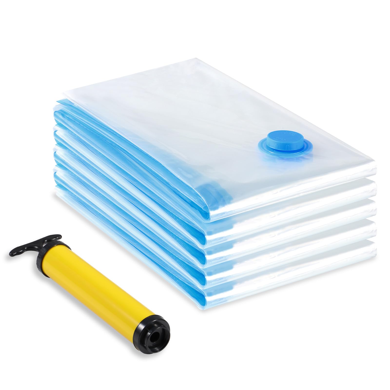 Diboniur Vacuum Bags for Clothes, Duvets, Pack of 5, 80 x 60 cm, Vacuum Bags, Reusable, Hand Pump Included