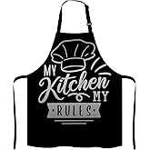 Lefolen Be Quote about Cooking Kitchen Apron for Men Women, My Kitchen my Rules Adjustable Bib Apron Kitchen Cooking Baking Gardening Apron for Women Men