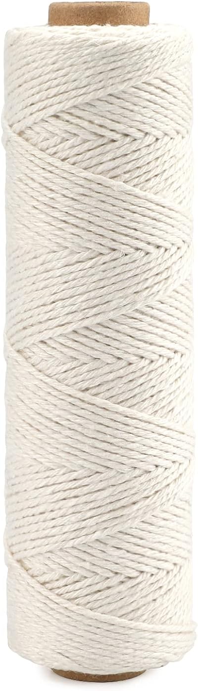 G2PLUS 100M Beige Cotton Twine 1.0mm 3-Ply Butchers String for Crafts & Kitchen