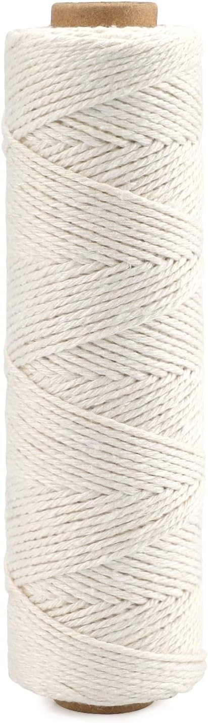 G2PLUS 100M Beige Cotton Twine 1.0mm 3-Ply Butchers String for Crafts & Kitchen