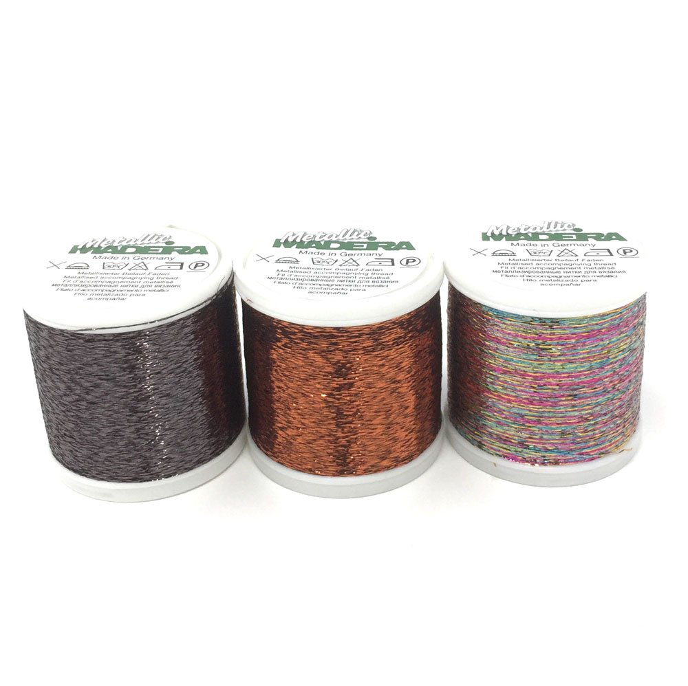 Set of 3 Madeira Yarn, Black / Copper / Multicolour