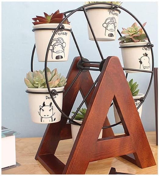 Soporte de Flor de Madera sólida, Oficina de Noria Mini carnosa ...