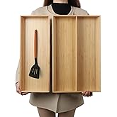 BAMOTTO CRAFTBAMBOO V-Shaped 2-Pack 19.6" Long Bamboo Drawer Organizer Box - Easy Reach Kitchen Utensil Flatware Silverware Cooking Tools Storage for Home Bedroom Bathroom (19.6"x12.4"/19.6"x7.8")