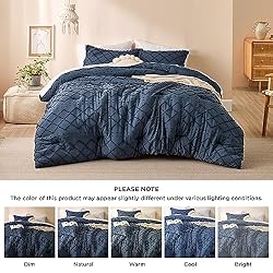 Bedsure Twin/Twin XL Comforter Set - Navy Blue Boho