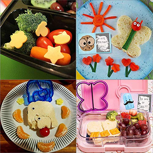 JONYEE Sandwich Cutters for Kids - 9 Fun Lunch Cutters with Free 8 Stainless Steel Vegetables Fruit Shapes Cookie Cutters Bread Crust Shaper for Biscuits Pancakes and 5 Animal Food Picks - Thumbnail 5