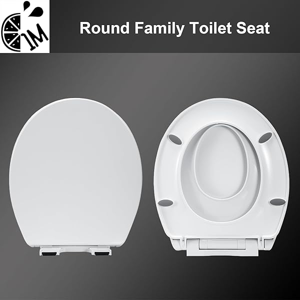 1M FAMILY TOILET SEAT, PATENTED SLOW CLOSE & QUICK RELEASING TECHNOLOGY, ANTI-WIGGLING, EASY TO INSTALL AND CLEAN, STANDARD ROUND WITH TODDLER SEAT BUILT IN (1 PIECE)
