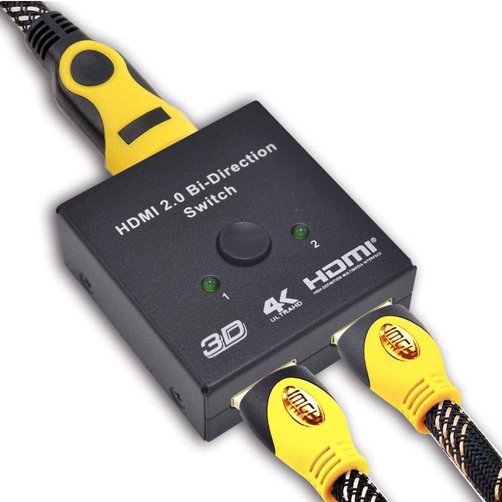 Tobo HDMI Switch 4K Splitter, 2 Ports 2x1 or 1x2 HDMI Bi-Directional Switcher with HDCP Pass Through, Support 1080P 4K Ultra HD&3D - TD-450H