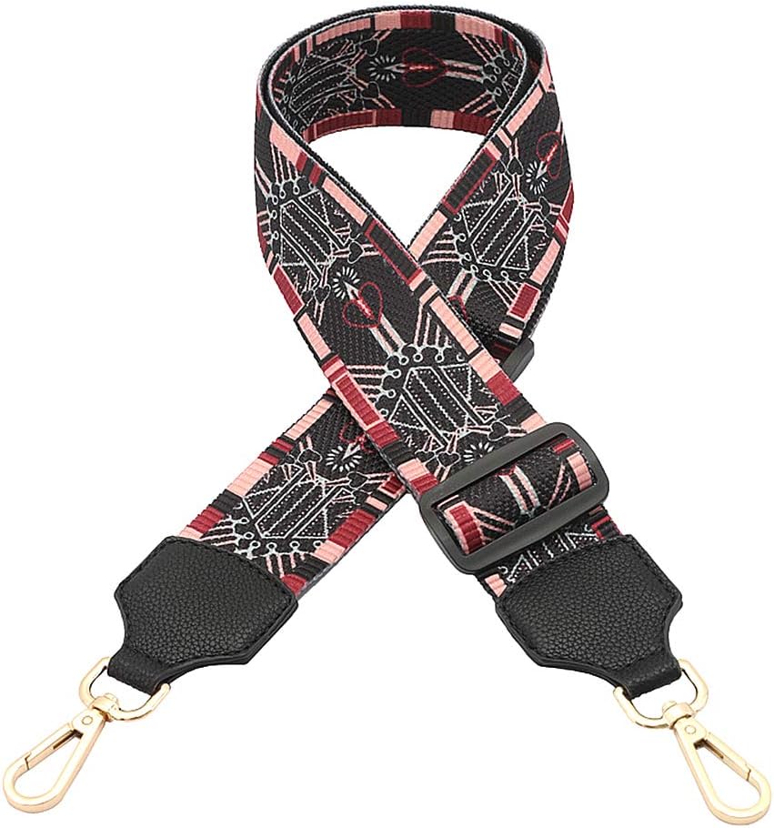 iKulilky Shoulder Strap Ladies,Canvas Strap Adjustable Length Wide Replacement Shoulder Strap Shoulder Strap For Shoulder Bag Handbag Sport Bag - Red Black