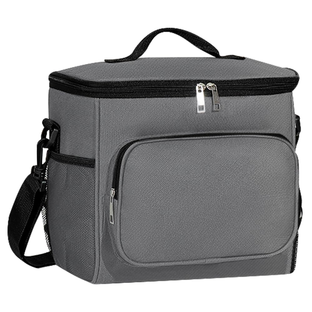 TIECHI 10L Insulated Lunch Bag, Large Leakproof Thermal Lunch Box Bag for Men/Women/Adults Cool Bag with Adjustable Shoulder for Work Beach Picnic Camping (Grey)