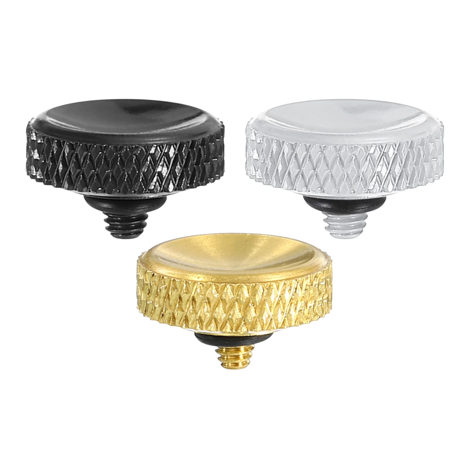 PATIKIL Camera Shutter Button, 3 Pack Soft Shutter Release Button Pure Copper Camera Button Carved, Silver Black Golden for Nikon for Fujifilm for Leica