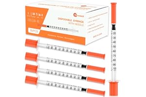 Himeland 1ml/cc Disposable Syringe with 30G 5/16" (8mm) Needle | 30 Pack Individually Wrapped | U-100 Lab Supplies
