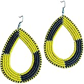 TEMBO AFRICA Maasai Beaded Earrings Handmade African Earrings Length: 3 Inches (with hooks) Boho Jewelry Gifts Handmade From Africa