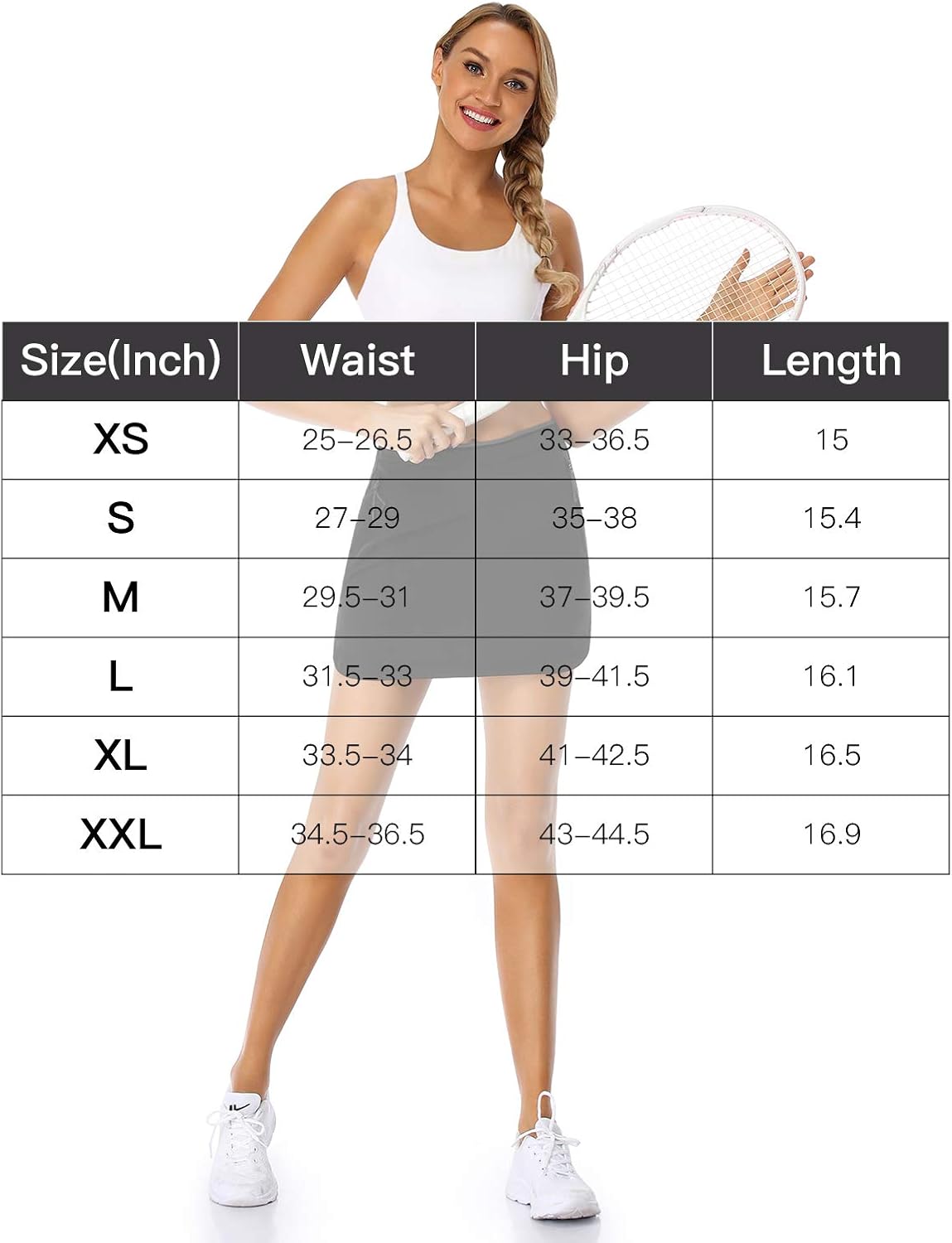 SEVEGO Women's Athletic Tennis Skirt with Built-in Shorts Side Pockets Mid Waisted Workout Training Golf Running Skorts: Clothing