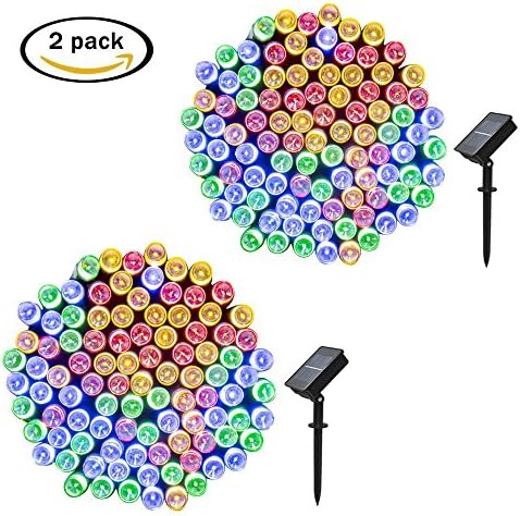 Mrupoo Solar Fairy Christmas String Lights 200 LED 72ft 8 Modes Waterproof Light for Indoor, Outdoor, Patio, Garden, Lawn, Wedding, Party, Holiday, Xmas Tree Decorations (Multicolor-2 packs)