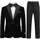 Boys Velvet Tuxedo Suit for Boys Slim Fit Formal Wedding Outfit Suit Size 4-20 Kids 2 Piece Tuxedo Blazer Jacket Suit Set
