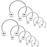 SCERRING 10PCS 20G Stainless Steel Horseshoe Septum Ring Nose Rings Hoop Helix Daith Cartilage Tragus Earrings Eyebrow Body Piercing Jewelry 6-14mm