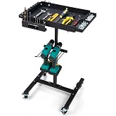 OLBRUS Rolling Work Table, Rolling Tool Cart with Drills Storage | Adjustable Height 24.2&rdquo; to 35.6&rdquo; , Portable Mechanic Cart Tool Storage Organizer on Wheels for Garage Bike Work Shop