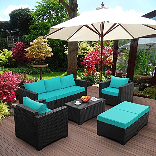 Rattaner Patio Wicker Furniture Set 6 Pieces Outdoor PE Rattan