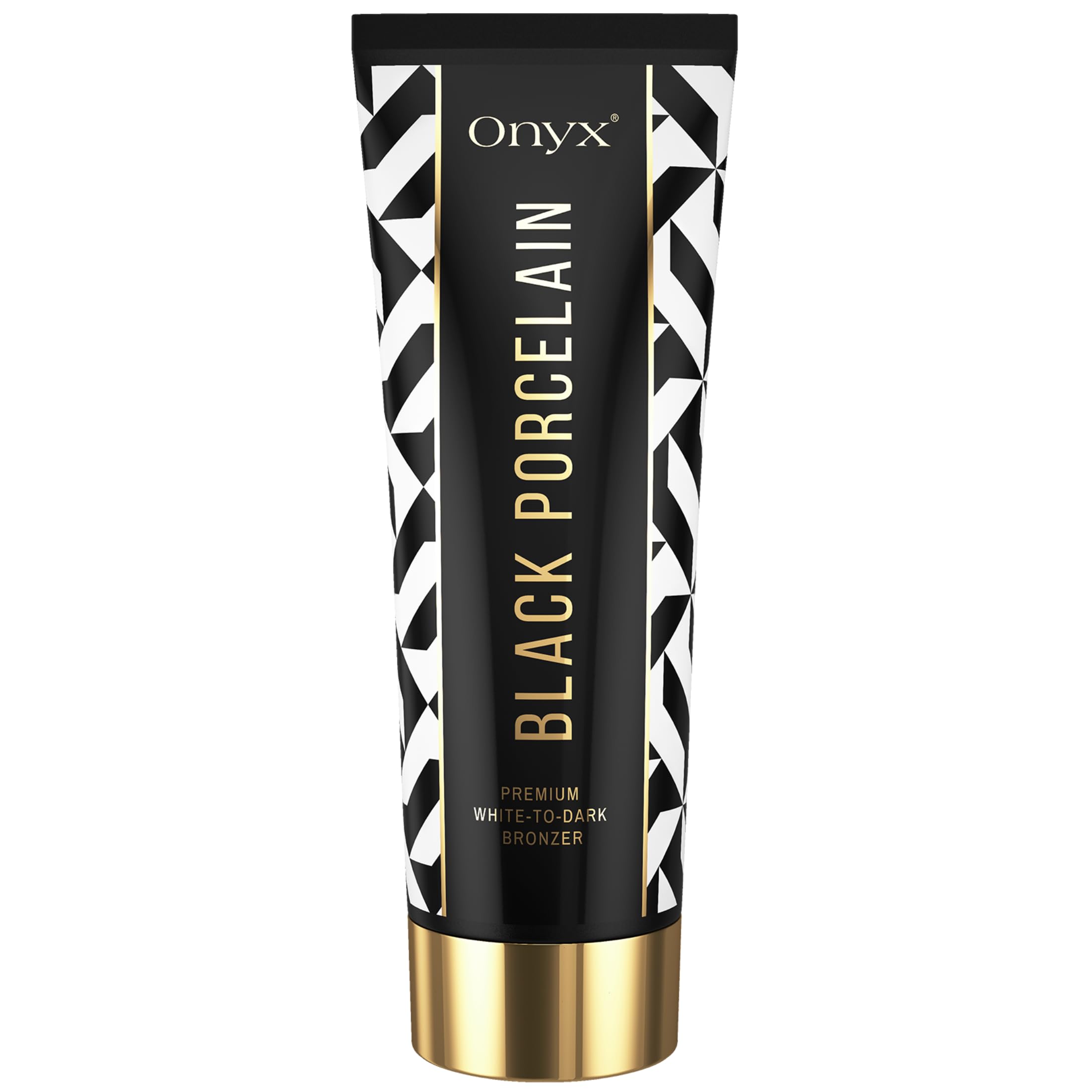 Onyx Black Porcelain White-to-Dark Sunbed Cream - Dual Bronzer & Tanning Accelerator with Hydrating Formula for Indoor Use, Gradual Tan Development | 200 ml