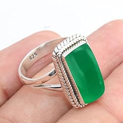 Fine Sterling Silver Ring For Womens Natural Green