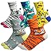 KONY Women's Girls Casual Funny Novelty Crew Socks, Cute Animals Printed Pattern - Gift for Pet Animal Lovers (Cute Animal Cover - 5 pairs)