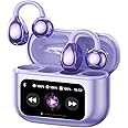 M100 Clip On Ear Headphones, Open Ear Earbuds Wireless Bluetooth 5.4, Clip On Earbuds with LCD Touchscreen, Lightweight Comfort Open Ear Headphones for Sports, Fitness, and Workouts, Purple