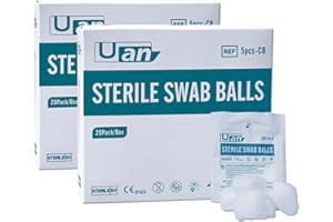 UAN Cotton Sterile Wound Care Swabs - Individually Packaged, Sterilized (Cotton Balls (S) (5pcs/Pack)), 2 Box