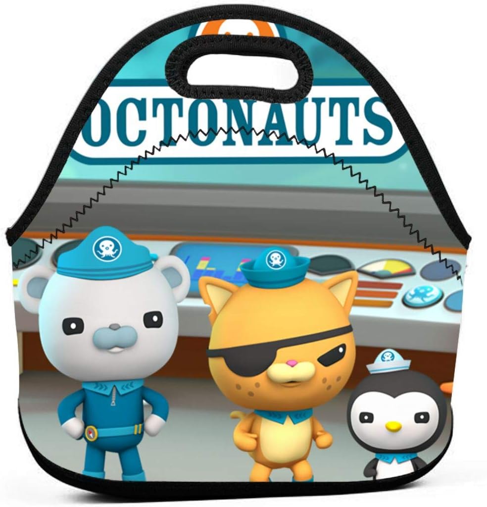 Insulated Neoprene Picnic Storage Bag Gourmet Handbag For Men Women - Octonauts The Great White Shark Movie Poster Lunch Bags - Reusable Zipper Bento Lunch Box Food Tote