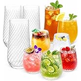 48 Pack Origami Ripple Plastic Glasses 24 9 Ounce Stemless Champagne Flutes & 24 12 Ounce Cups, BPA-Free Disposable Shatterproof Toasting Glasses for Weddings, Bars, and Events (48, Twiselle Clear)