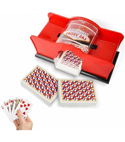 Frcctre Mélangeur de cartes manuel à 2 jeux avec manivelle, machine mélangeuse de cartes de poker manuelle pour cartes à jouer de taille standard