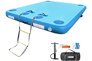 AWSUM Inflatable Floating Dock Air Dock Platform, 6ft/8ft Non-Slip Inflatable Water Mat Floating Island Raft for Lake Pool Beach Ocean