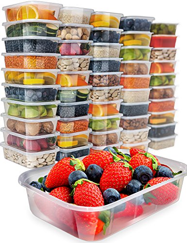 Food Storage Containers with Lids - Plastic Containers with Lids (50 Pack,17 Ounce) Plastic Containers for Food Container - Freezer Containers Plastic Food Containers Deli Containers by Prep Naturals - Thumbnail 7