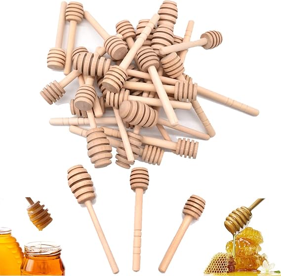 Liwein Holz Honiglöffel,30 Stück Mini Honigheber Honigspirale Klein