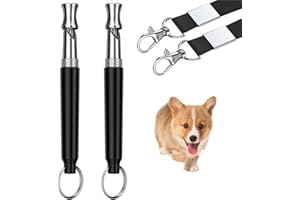 Cannonfish Dog Whistle - Stop Barking Neighbors Dog, Ultra-Wide Frequency Ultrasonic Silent Dog Whistle for Dog, 2 Pack Professional Recall Dog Training Whistles (Black)